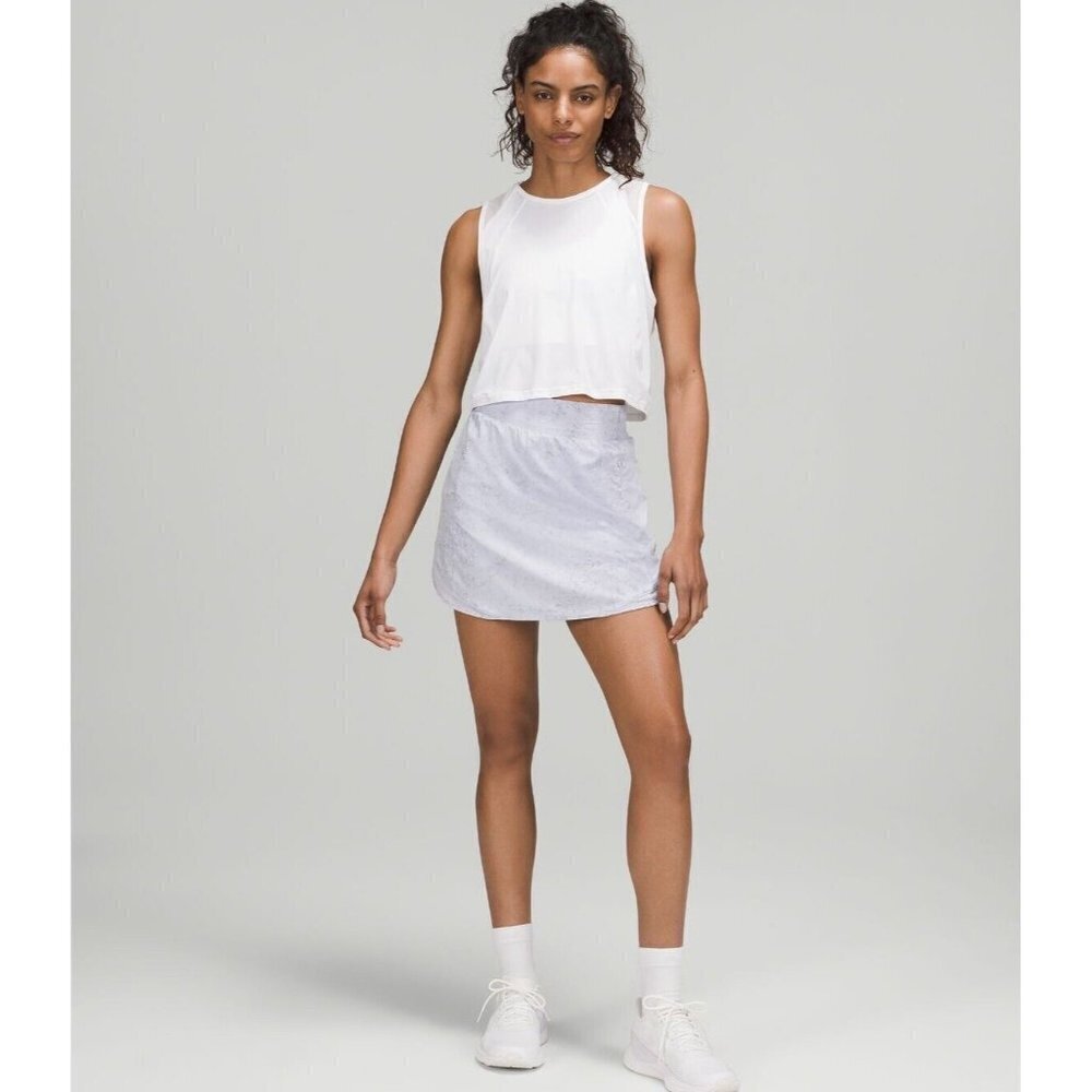 NWT Lululemon Size 2 Hotty Hot HR Skirt *Long Lined Gravel Dust Pastel Blue